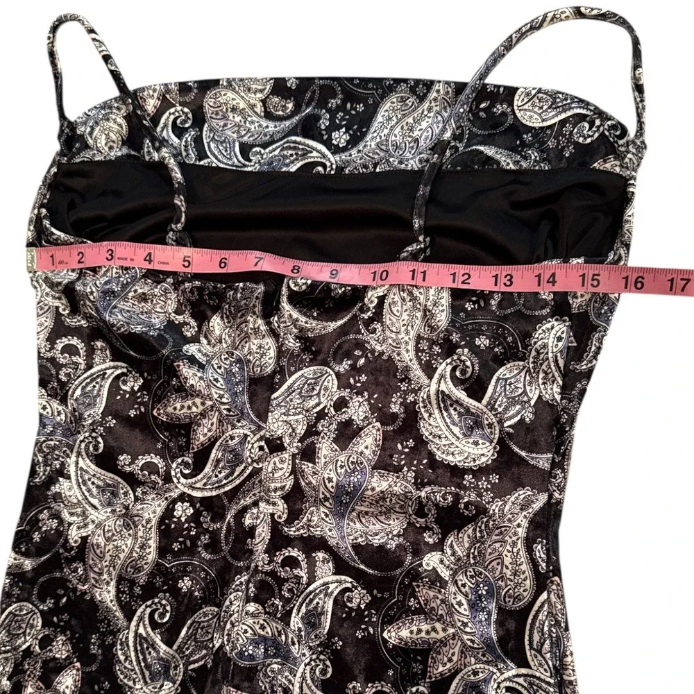 Laundry by Shelli‎ Segal Velvet Paisley Cowl Neck Sheath Dress Black Silver 8